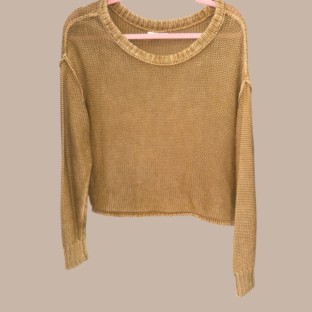 American Eagle Oversized Waffle Knit Sweater Texture Roll Hem Size Medium